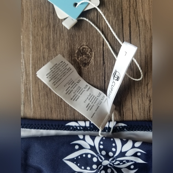 ☀️ NWT Cupshe Navy Floral High Waisted Swim Bikini Bottoms - Picture 3 of 3